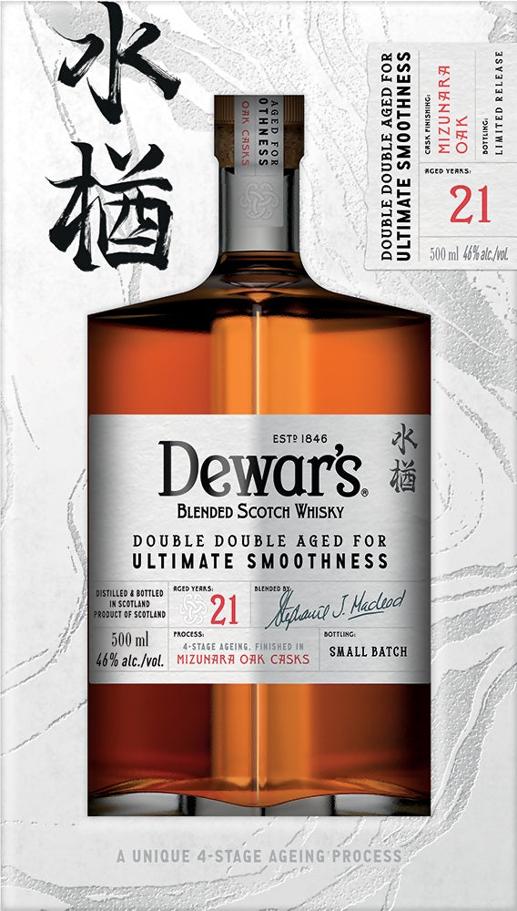ウイスキー 46度 デュワーズ ダブルダブル 21年 ミズナラ 500ml 1本