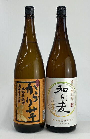 Sapporo Beer Barley Shochu 25° Wara Mugi 1.8L x 1 Bottle, Potato Shochu 25° Karari Potato 1.8L x 1 Barley/Potato Set