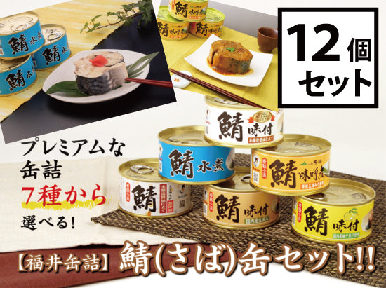 Fukui Canned Food - Choose from 7 types! Set of 12 cans of mackerel Canned mackerel