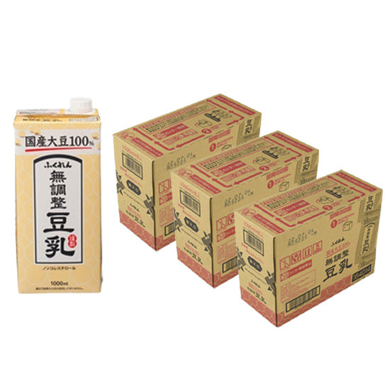 [Fukuren Co., Ltd.] Domestic soybeans, unadjusted soy milk, 1000ml pack, 6 bottles x 3 cases, set, 18 bottles in total [Free shipping]