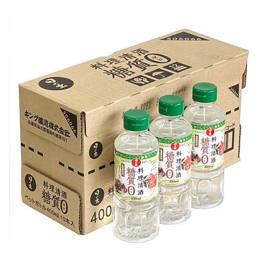 [King Jozo] Hinode Cooking Sake Zero Carbohydrate Domestic Additive Free 400ml x 10 Bottles Set