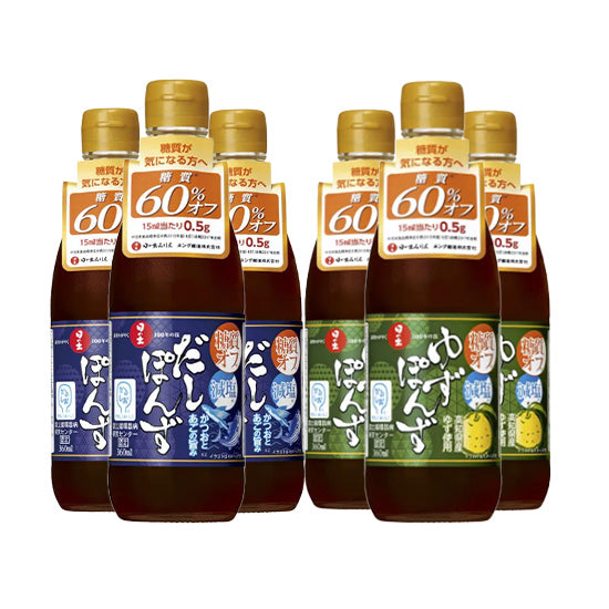 [King Jozo] Hinode Low-carbohydrate/low-salt ≪Dashi Ponzu x Yuzu Ponzu≫ 360ml each 3 bottles each Set of 6 bottles for taste comparison