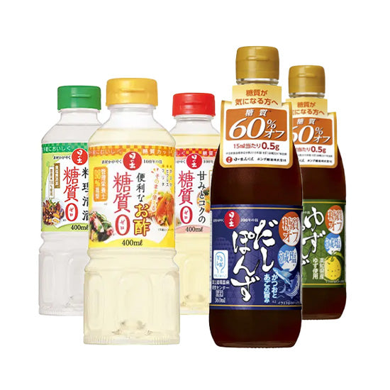 [King Jozo] Hinode Low-carbohydrate/Zero-sugar Seasoning Set of 5 Types 360ml 1 bottle each Set of 5