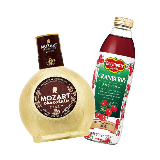 [Suntory] 17° Mozart Chocolate Cream Liqueur 500ml 1 bottle, Del Monte Cranberry 750ml 1 bottle Cranberry Cocktail Set