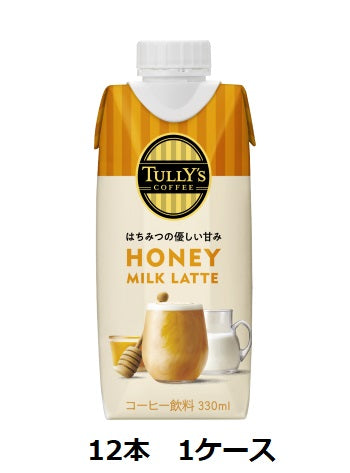 TULLY’S COFFEE HONEY MILK LATTE Paper pack with cap 330ml x 12 bottles 1 case Free shipping