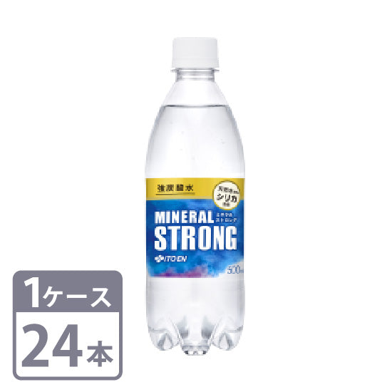 Strong carbonated water Mineral Strong (Western Japan) PET 500ml x 24 bottles 1 case Silica content Itoen Free shipping