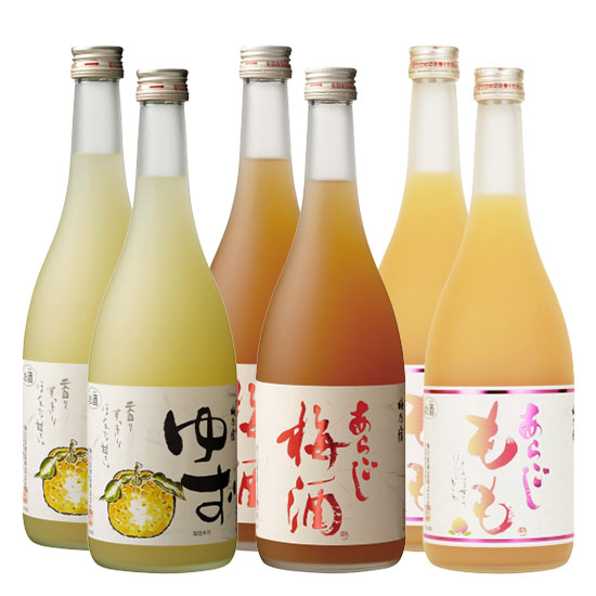 Umenoyado Sake Brewery Exquisite! Japanese Fruit Liquor Series Drink Comparison 720ml Set of 6 (Aragoshi Umeshu, Aragoshi Momo, Yuzu Sake) Free Shipping