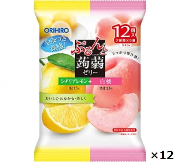 オリヒロ ぷるんと蒟蒻ゼリーパウチ　シチリアレモン＋白桃　 ORIHIRO　（20g×12個）　12袋