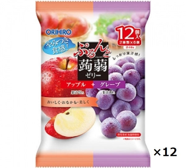 オリヒロ ぷるんと蒟蒻ゼリーパウチ　アップル＋グレープ　 ORIHIRO　（20g×12個）　12袋