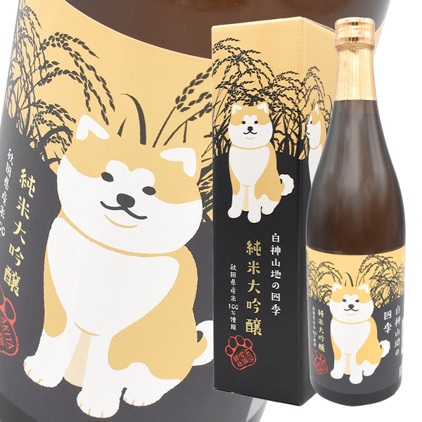 Sake Yaeju Meijo Shirakami Sanchi Four Seasons Junmai Daiginjo 720ml 1 bottle Akita Inu label Limited quantity Special gift box Free shipping