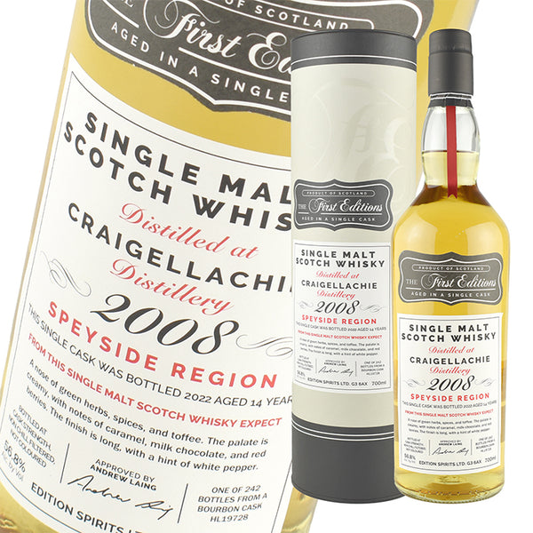 Whiskey 56.8% Edition Spirits First Editions Craigellachie 2008 14 Years 700ml 1 Bottle