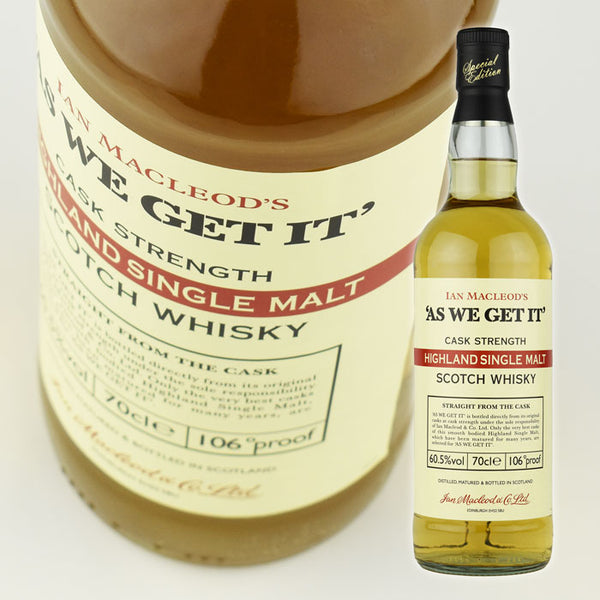 Whiskey 60.5% As We Get It Highland Single Malt 700ml 1 bottle