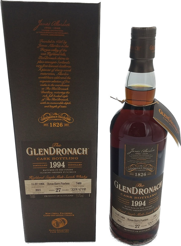 Whiskey 53% Glendronach 27 Years Old 1994 Oloroso Puncheon 700ml 1 bottle This product is on back order.