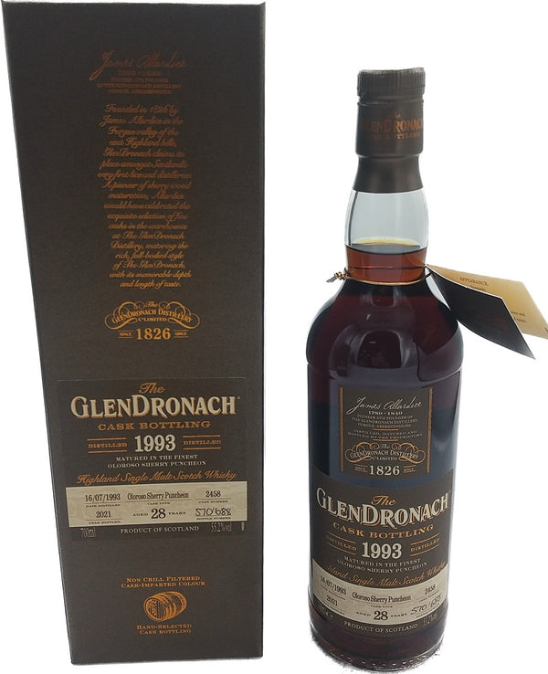 Whiskey 55.2% GlenDronach 28 Years Old 1993 Oloroso Puncheon 700ml 1 bottle This product is on back order.