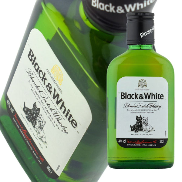 ウイスキー 40度 ブラック＆ホワイトブレンデットスコッチ Black＆White 200ml×1本 ミニボトル